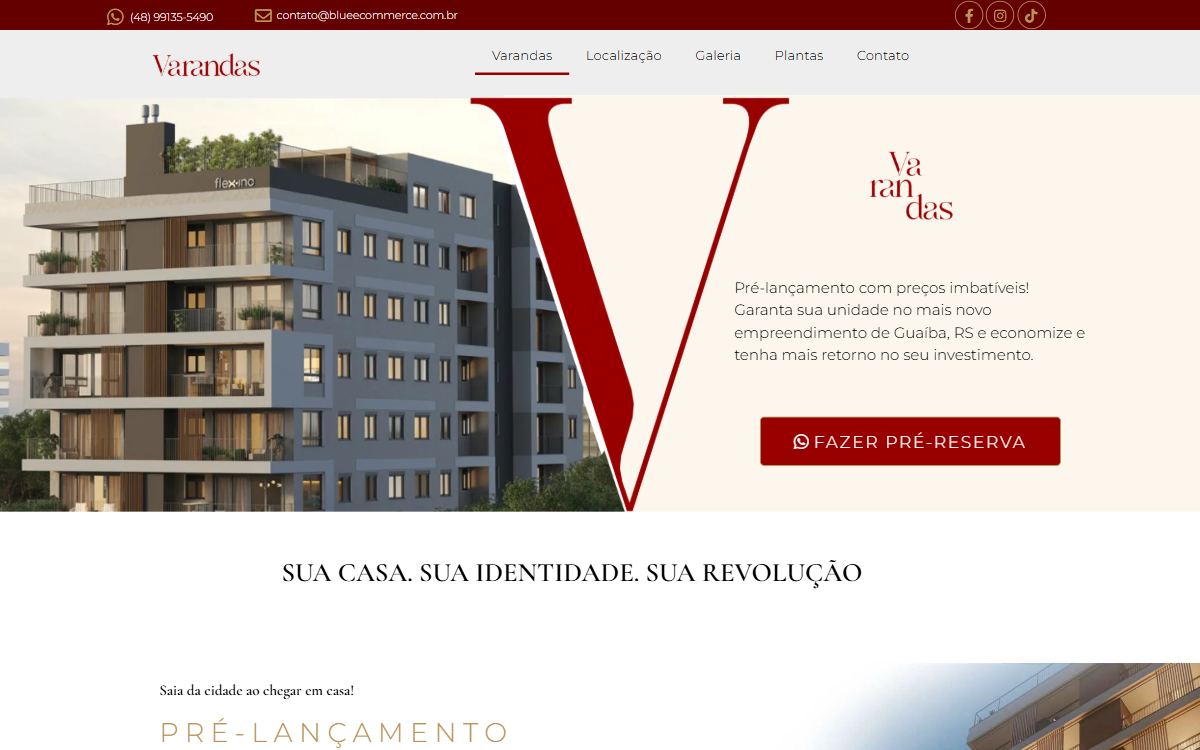 Modelo de site para lançamento imobiliário com pré-reserva