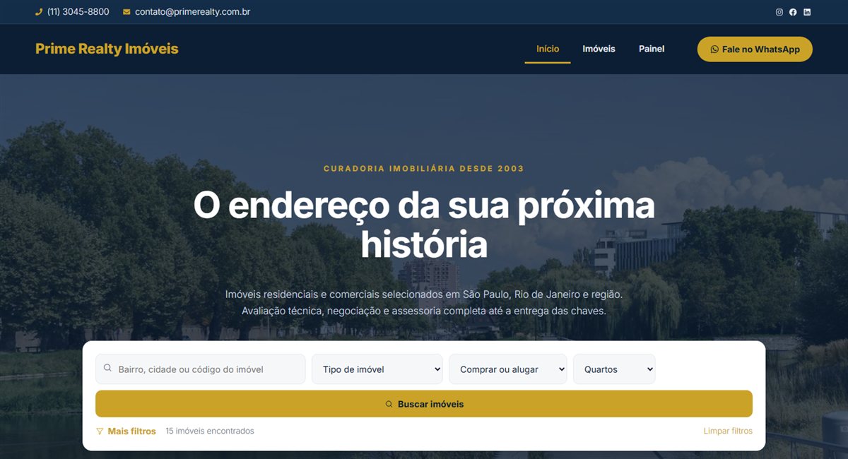 Modelo de site para corretor com busca e WhatsApp
